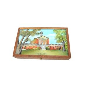 Sweet Briar College Custom Hand Painted Walnut Mirror Box by Eglomisé Design LLC